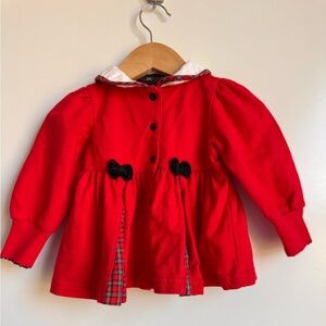 Gymboree Vintage Red Plaid Girl Jacket 6-12 months 100%‎ Cotton Peter Pan Collar